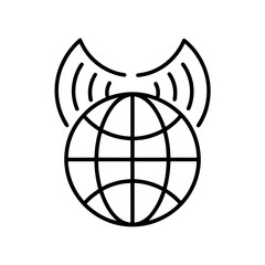 Globe with wifi waves above it outline silhouette