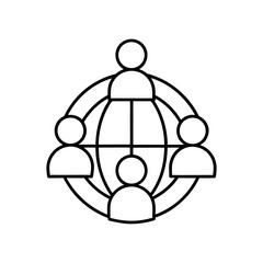 Outline of people connected in a network silhouette