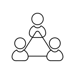 Three people connected in a triangle form silhouette