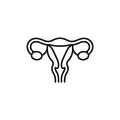 Uterus and Ovaries Line Art Icon - Minimalist Female Reproductive System