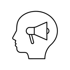 Head with megaphone inside illustration silhouette