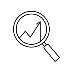 Magnifying glass with upward trend graph silhouette