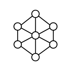 Network diagram with circular nodes lines silhouette