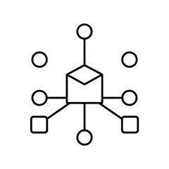 Network diagram with shapes and circles silhouette