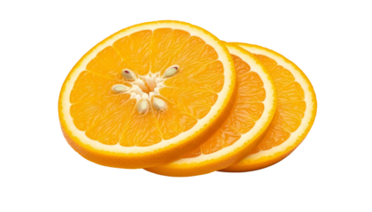 Three Sliced Oranges with Seeds on Black Background citrus fruit