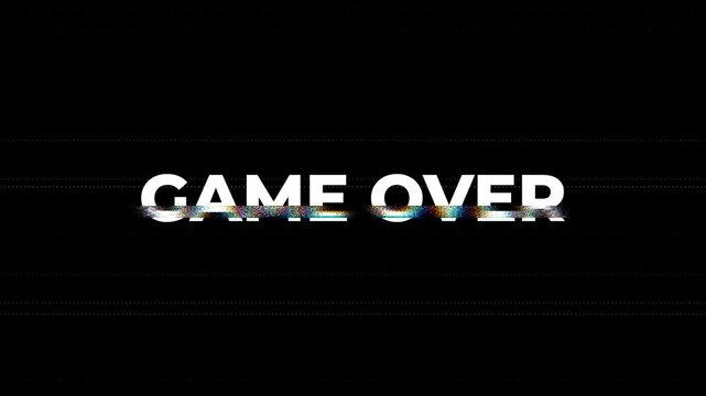 game over glitch digital error screen retro suitable for gaming, defeat, ending, or digital failure concepts