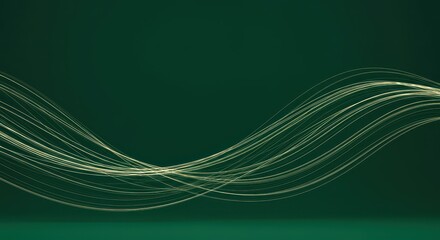 Dynamic and flowing abstract curve visualization set against a vibrant emerald green background, perfect for modern digital design projects ,energy, swirl, flowing