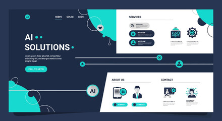 AI Solutions Website Design Modern Interface for Business Technology.