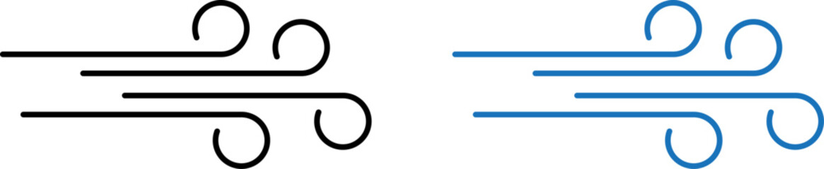 Stylized wind icons black and blue
