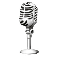 Vintage Retro Studio Microphone with Stand isolated on transparent background