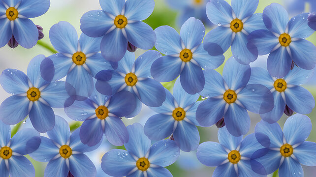 Seamless pattern blue flowers background - Powered by Adobe