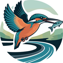 Kingfisher bird logo icon vector .