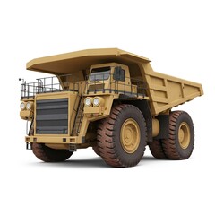 Massive quarry mining dump truck isolated on white background