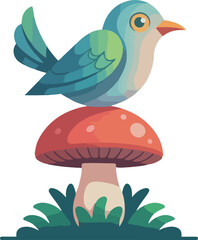 Kingfisher bird mushroom logo icon vector .