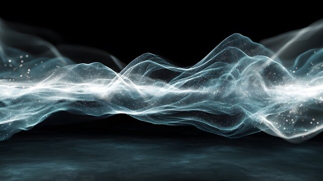 Ethereal Artistic Representation of the Doppler Effect Merging Science and Abstract Surreal Landscapes with Shifting Frequencies and Dynamic Transformations