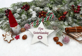 Stern mit der Beschriftung einen schönen Nikolaustag in niederländischer Sprache. Fijne...