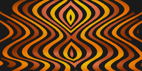 Seamless vector illustration of an abstract orange and yellow floral pattern with swirl and curve design for wallpaper or textile decoration