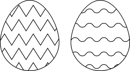 Simple outline easter eggs with zigzag and wave patterns