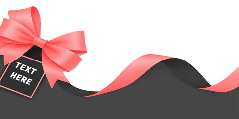Red ribbon banner illustration with a Christmas vector shoe design symbol