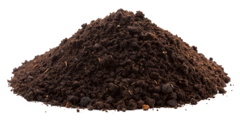 Pile of dark brown soil isolated on transparent background, perfect for gardening and agriculture