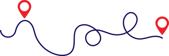 Winding route between two location markers