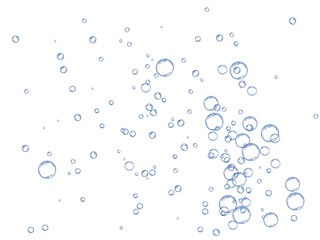 Blue Underwater Sparkling Air Bubbles Background Overlay