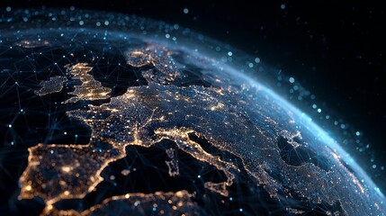 Stunning digital globe illuminates with connected data streams, representing global network and modern technology for business innovation