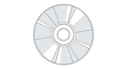 An abstract illustration of a compact disc (CD or DVD) with alternating shaded and unshaded segments, representing digital data storage and technology.