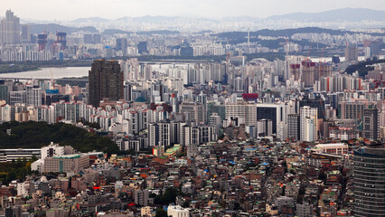 Seoul showing high rise buildings, apartment complexes, and the Han River