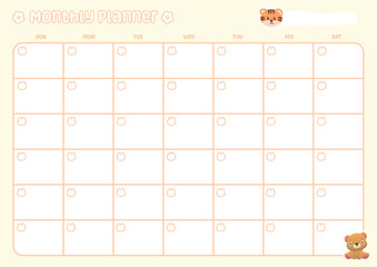 Cute Monthly Planner with Cartoon Animals