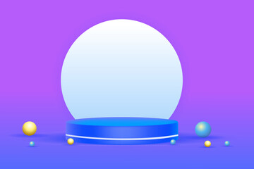 3D Render of a Blue Podium With Spheres