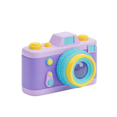 3d charming 3d render of a vintage inspired camera isolated on transparent background, showcasing its pastel color palette