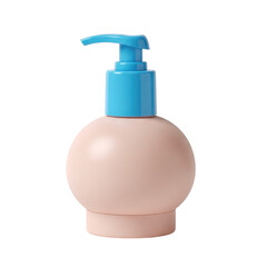 3d round soap dispenser with blue pump isolated on transparent background