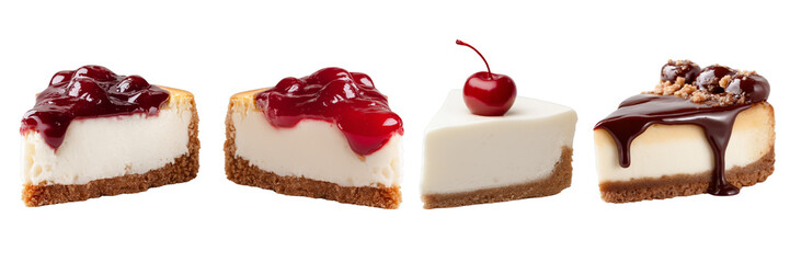 Cheesecake Slices with Cherry and Chocolate Toppings