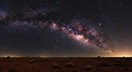 Outback night sky full of bright stars and Milky Way over desert