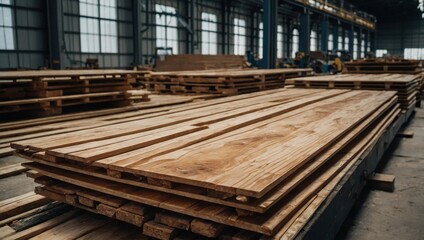 Sawmill, boards laid out on the floor