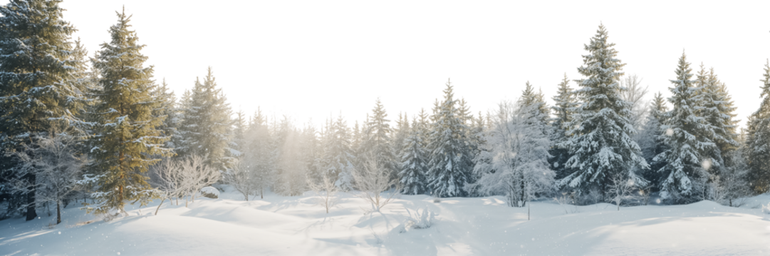 stunning winter snowy forest, isolated on transparent background - Powered by Adobe