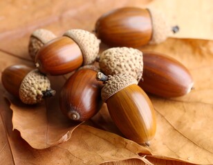 Acorns on Autumn Leaves - A Seasonal Still Life.