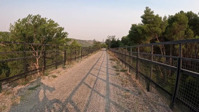 Viaduto del rio Palancia, Via Verde Ojos Negros greenway between Navajas and Jerica, comarca of Alto Palancia, Castell&oacute;n, Valencia, Spain