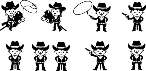 Naklejka premium little cowboy silhouette vector illustration 