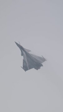 Fighter jet preforming high speed maneuvers showing its abilities