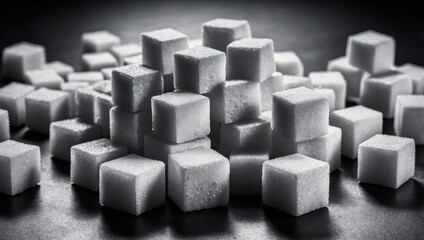 Close-up of three white sugar cubes