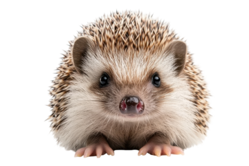 Adorable Hedgehog with Quills and Round Eyes, Captured in a Close-Up isolated on transparent background, Showcasing its Unique Features and Texture