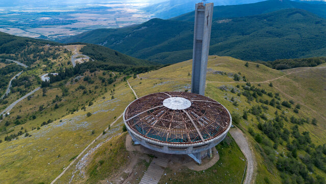Buzludzha - Bulgaria. August 03, 2025, Monument symbol Communism Kazanlak Monument House Bulgarian Communist Party