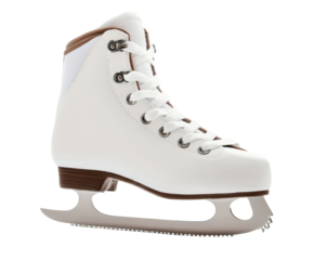 A Stunning White Ice Skate, Perfectly Designed for Performance and Comfort on the Ice Rink, Showcasing Its Sleek Lines and Elegant Style isolated on transparent background