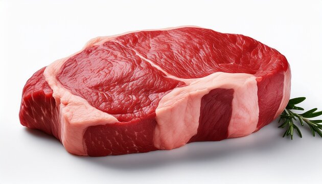 ein rohes steak auf weissen hintergrund mit platzhalter generative ai