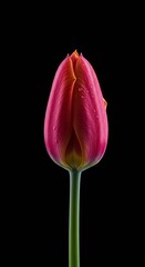 A perfect, unopened flower bud displaying vibrant color and the promise of blooming beauty during the springtime ,bokeh ,leaf ,bloom