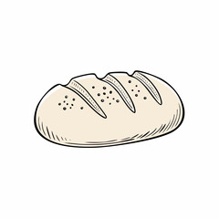 Freshly baked sourdough loaf awaits tasting on table in rustic bakery