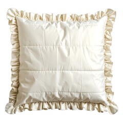 Elegant Ivory Pillow with Ruffled Edges for Home Decor.