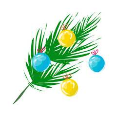 easter eggs with flowers, Happy New Year, Merry Christmas, Valentine's Day, green branch, spruce, winter illustration 